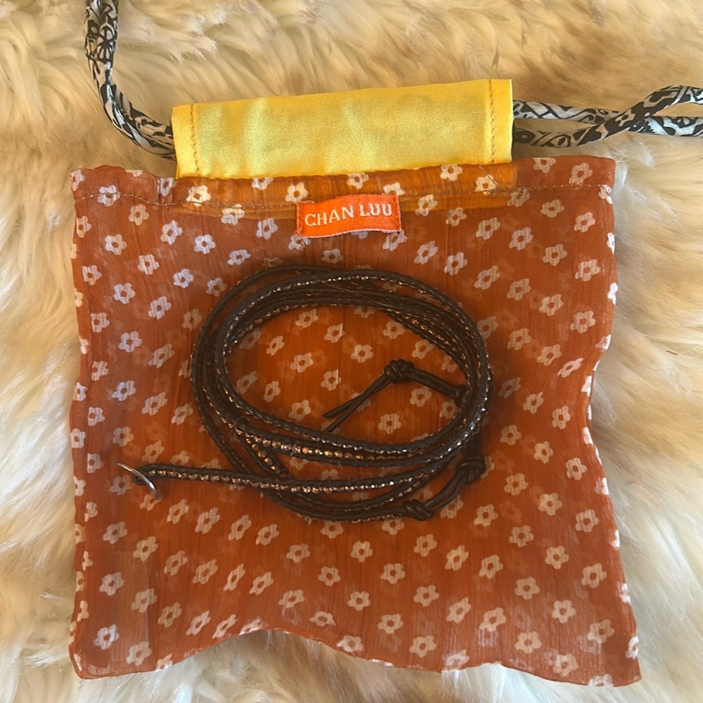 Chan Luu black and rose gold Leather Wrap Bracelet - 36" - Unisex-Boho- As New